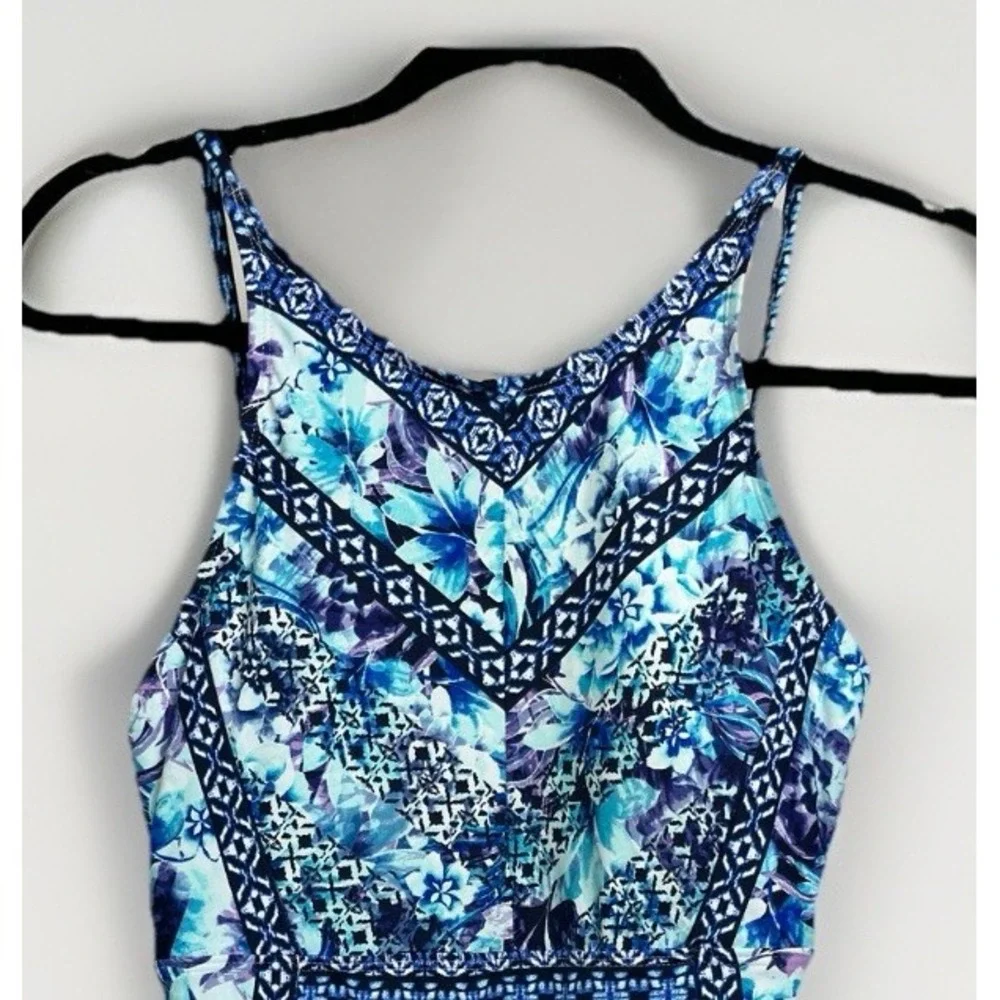 NWT MRSP $159 TOMMY BAHAMA One Piece Blue Floral Swimsuit Tummy Control Size 10